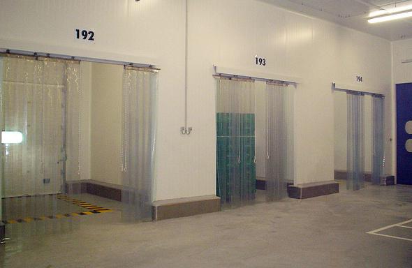 PVC strips and curtains for sliding doors in food factories