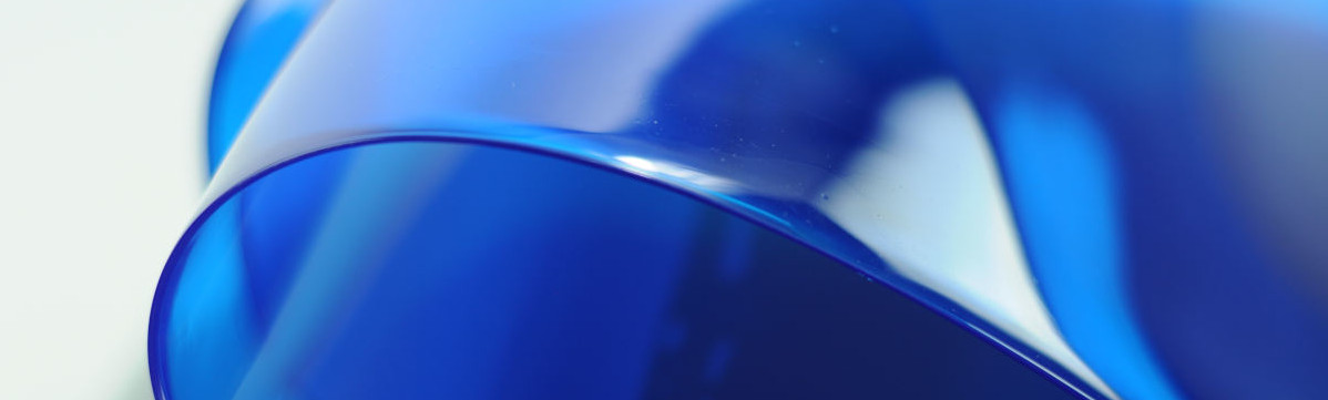 Close up of blue pvc strip.